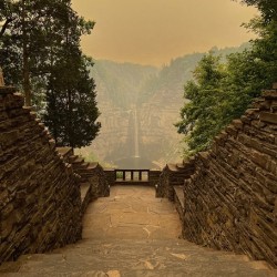 Wildfire haze over Taughannock
