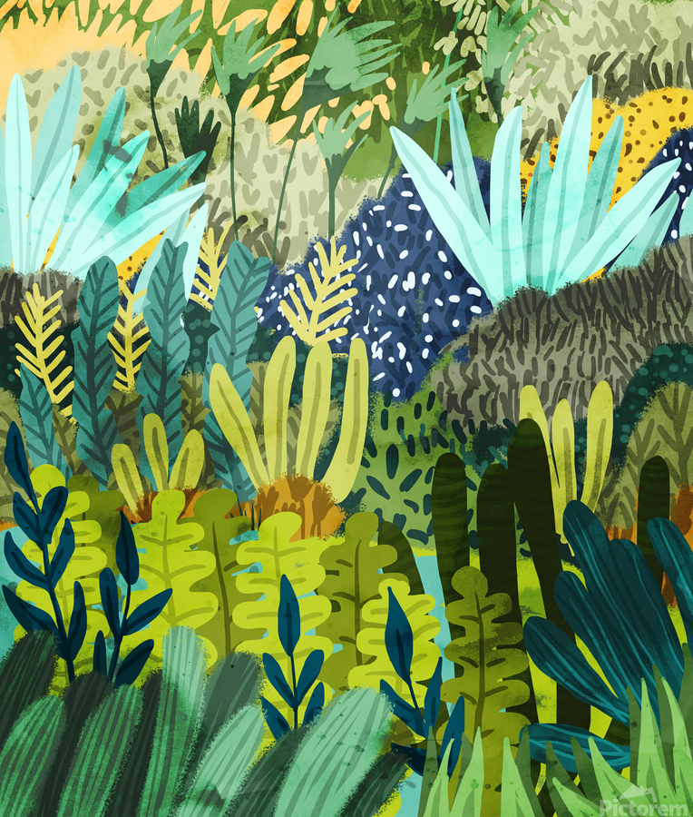 Wild Jungle Painting Forest Dark Botanical Nature Plants Tropical