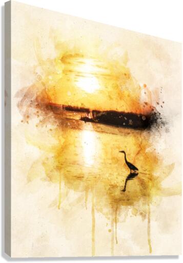 heron sunset Canvas Print