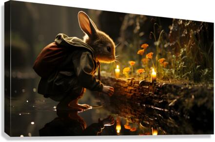 Whimsical Waterside Bunny. Canvas Print