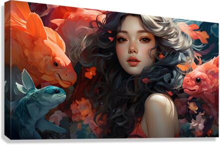 Whimsical illustration with vibrant color and magical creature. Canvas Print