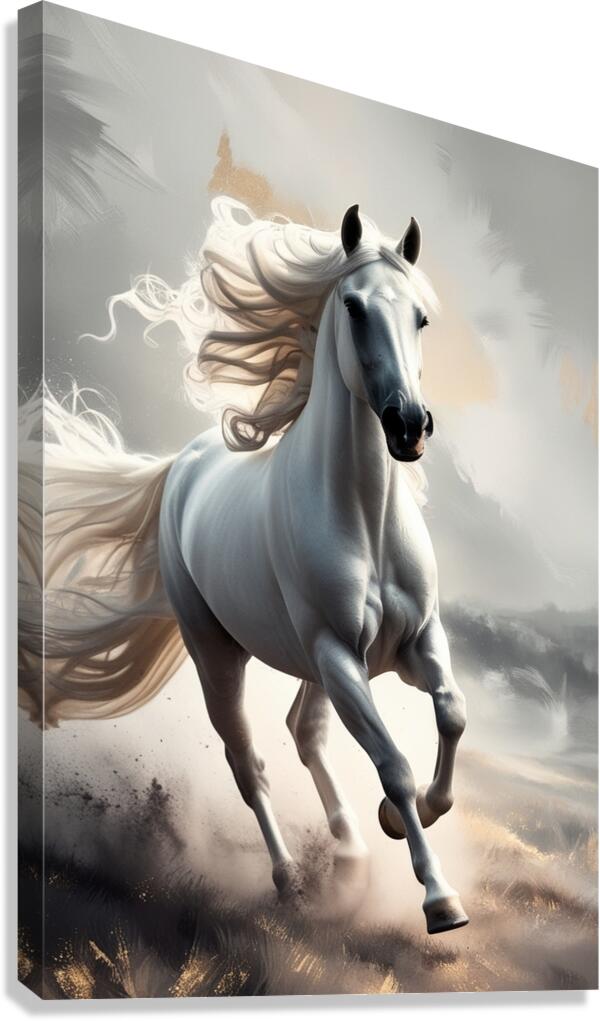 Majestic White Stallion in a Dreamy Realm Canvas Print