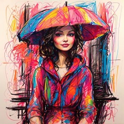  art woman with umbrella