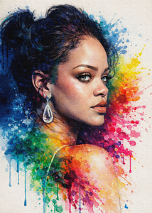 Rihanna Water Color Potrait