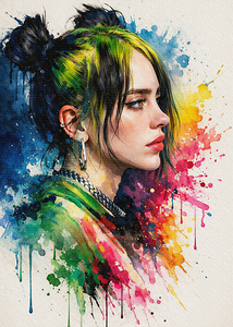 Billie Eilish Water Color Potrait