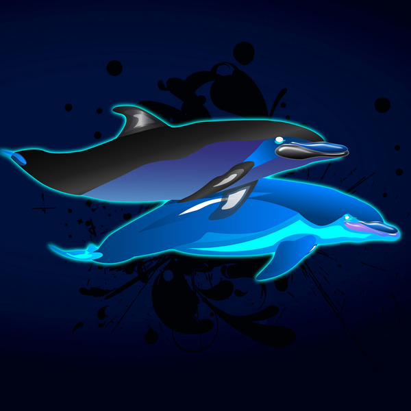 2Blue Dolphins Print
