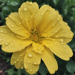 Yellow Flower with Little Raindrops