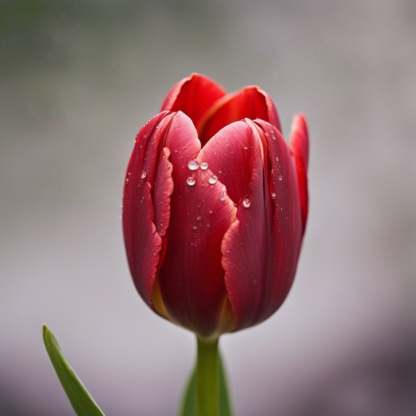 Tulip with Raindrops Print