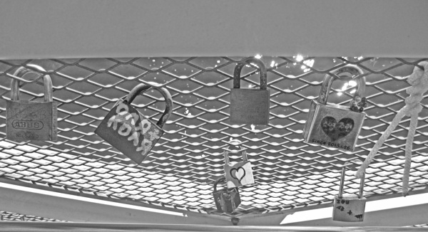 Locked Love in Helsinki Finland B&W Print