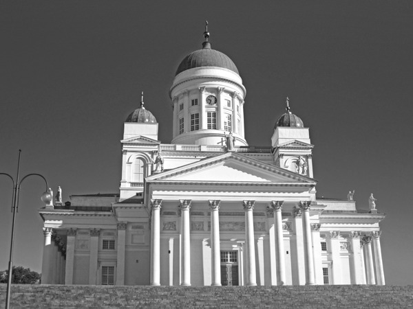 Neoclassical Cathedral in Helsinki Finland B&W Print