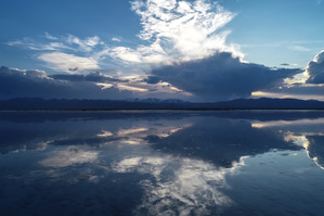 Water Reflections Over A Playa