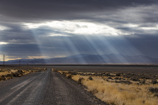 Sunrays Over Rural Nevada Print