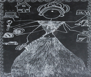 Warli Art Depicting multitask