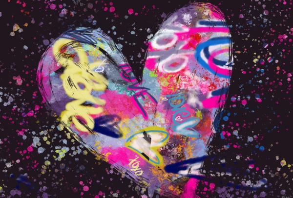 Black Large Heart by Lisa Shavelson