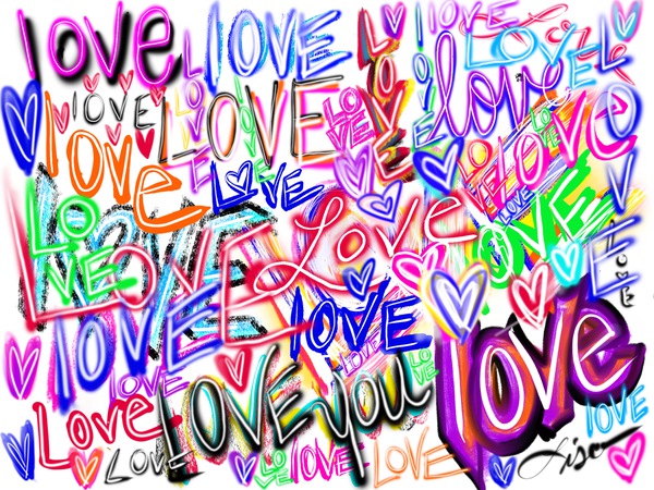 Colored written love by Lisa Shavelson