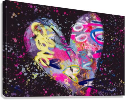 Black Large Heart Canvas Print