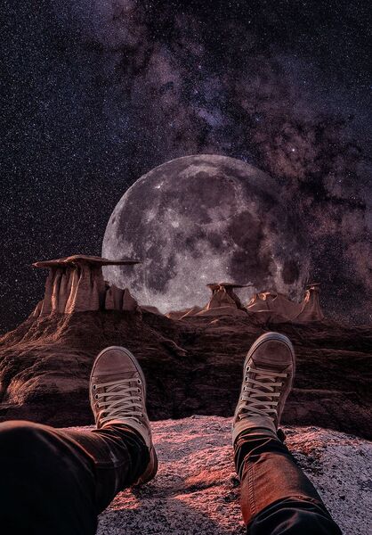 In the Cosmos moon sci fi space sky by Hannah99
