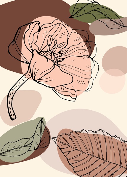 abstract flower leaves pattern Print