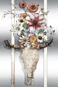 Cattle Skull with Flowers