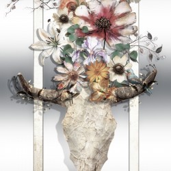 Cattle Skull with Flowers