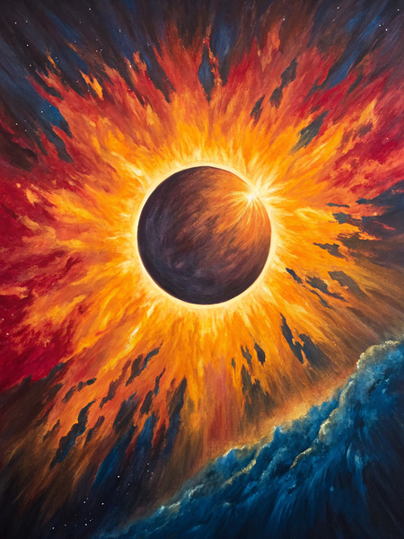 Abstract Solar Eclipse Explosion – Cosmic Wall Art 1 by Artivax