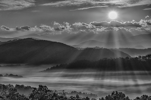 Smokey Sunrise in Black and White