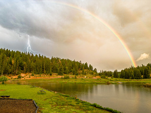 the rainbow during the storm