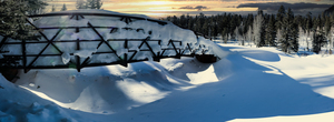 Duck creek bridge covered in snow