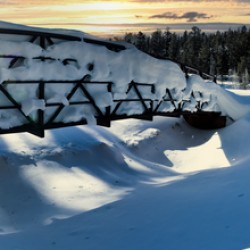 Duck creek bridge covered in snow