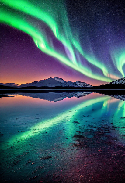 Northern Lights Reflection Print