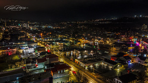 City of Ithaca NY at night 