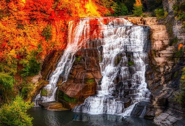 Fall Creek Ithaca Falls.  by Joseph Scaglione III