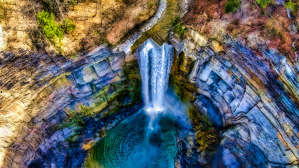 Aerial view Taughannock Falls  by Joseph Scaglione III