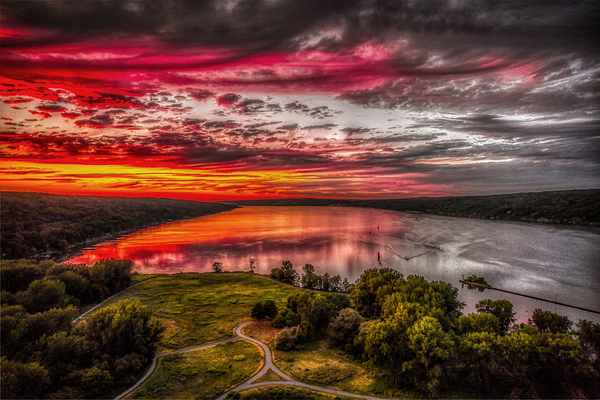 cayuga sunset at Treman 30x20 by Joseph Scaglione III