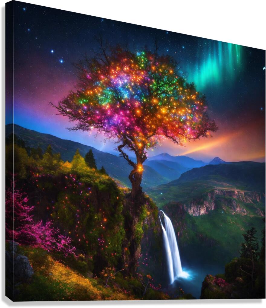 The most incredible tree  of  very colorful star Canvas Print