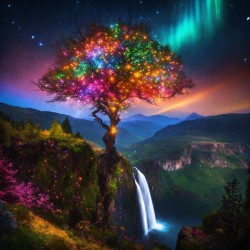 The most incredible tree  of  very colorful star