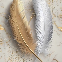 Exquisite Gold and Silver Feathers: A Luxury Artwork