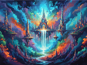 Realm of Lightfall – Epic Fantasy Mountain Landscape Art