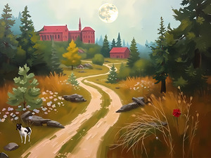 Enchanted Forgotten Ruins – Mystical Fantasy Watercolor Artwork