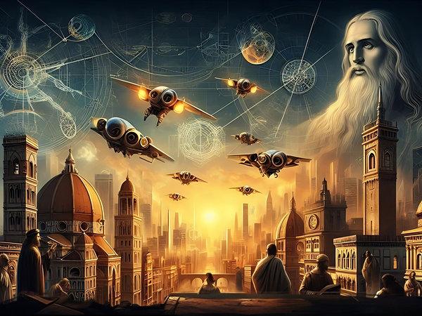 Da Vinci’s Dream: Renaissance Flying Machines in 16K Ultra-HD - Golden Age Concept Art by sama photo