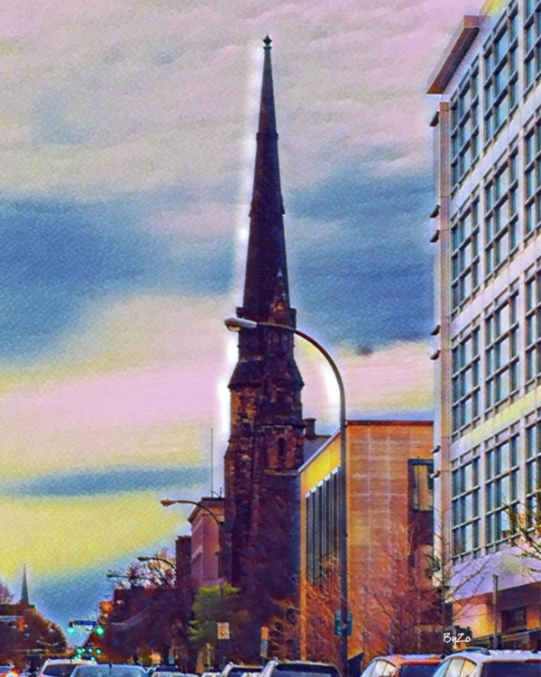 RUSH HOURS Digital Art Derived from Original Photography of Buffalo New York Cityscapes  Print