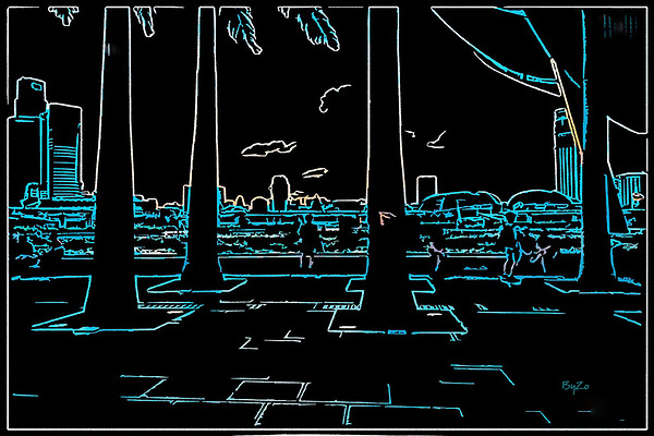 Sunset in Singapore - Original Photography and Digital Art  Giclee Canvas Print Print