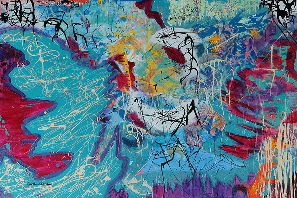 GALACTIC LANDSCAPE: Original Acrylic Painting by Carolina Cordon Reproduced by ByZo Art Print