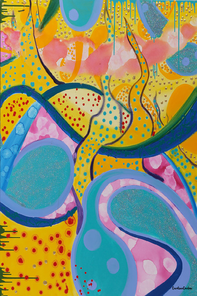 Galactic Landscape 1 Art Print - Original Acrylic by Carolina Cordon Print