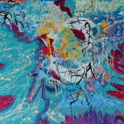 GALACTIC LANDSCAPE: Original Acrylic Painting by Carolina Cordon Reproduced by ByZo Art