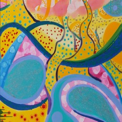 Galactic Landscape 1 Art Print - Original Acrylic by Carolina Cordon