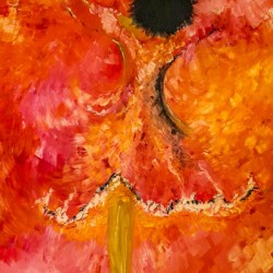 Dancing Lady Canvas Print: Vibrant Red & Orange Art Reproduction