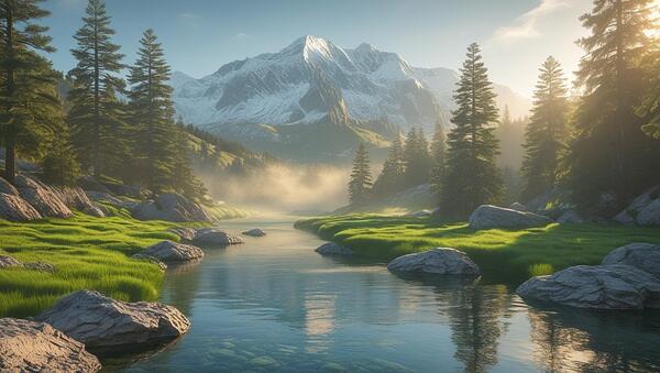 A breathtaking natural landscape featuring a maje Print