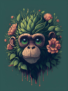 Cute Floral Monkey
