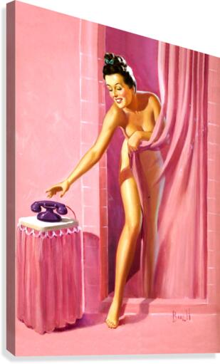 Sudden Call while Shower Canvas Print